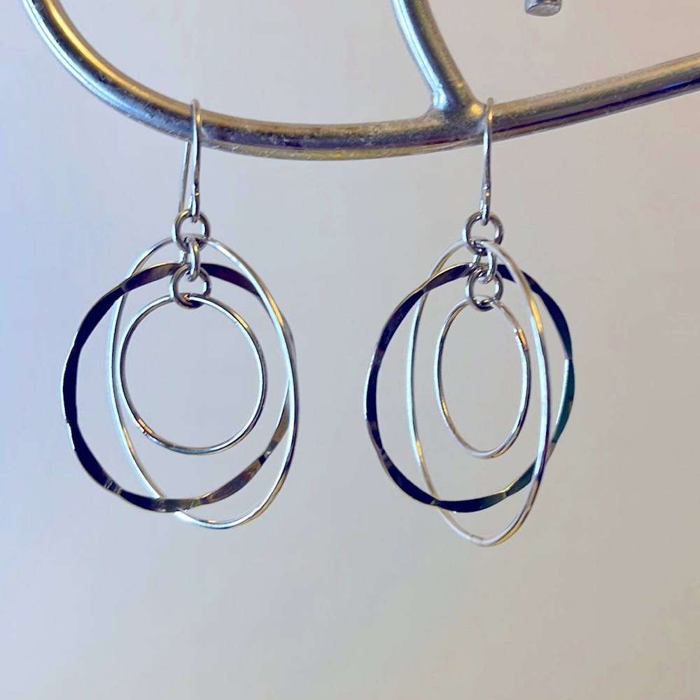 Hand crafted Sterling Silver Orbit style dangle earring